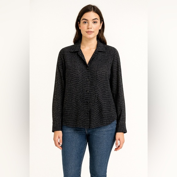 VTG Express Top Button Down Reptile Sheer Silk Slit Sleeve Whimsigoth Y2K 5/6 - Picture 12 of 12